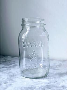 Vintage Mason 1 Quart Jar With Star No Lid Canning Vtg